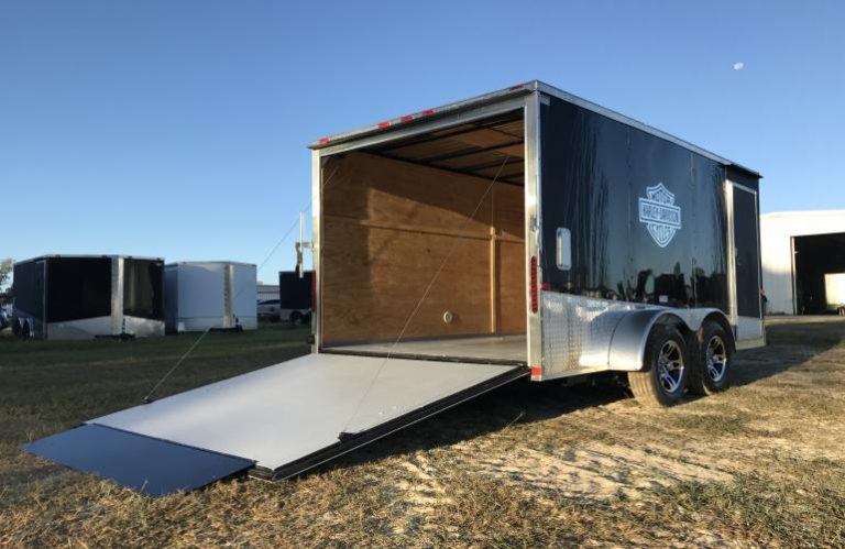 7x12 Tandem Axle Black & Chrome Harley Davidson - Motorcycle Trailer ...