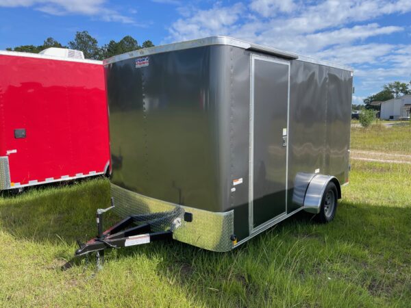 7×12 Single Axle Concession Series – Electrical – Finished Interior – Concession Window with Glass and Screens - Charcoal Gray - Image 2